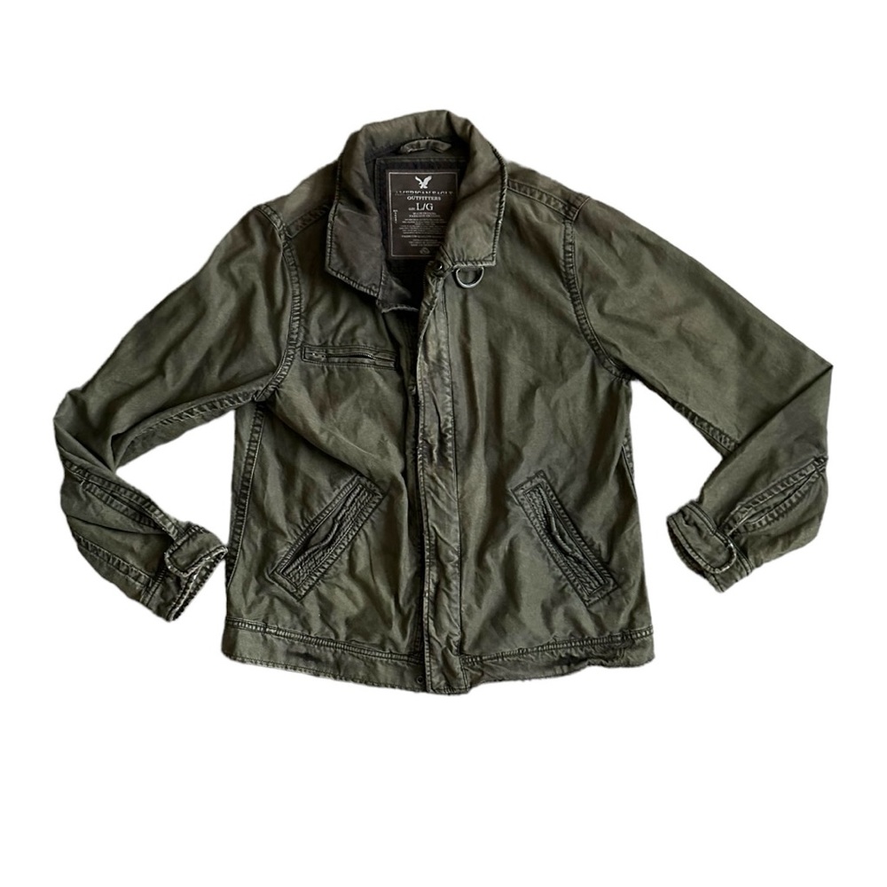 Vintage American Eagle Olive Green Bomber Jacket Size Large